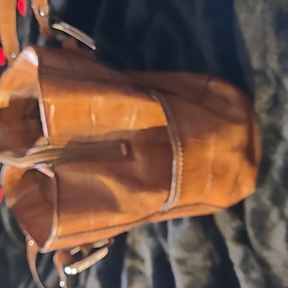 FOSSIL Croc Embossed Leather Shoulder Bag Purse 12" x 8" - Brown - Picture 8 of 16